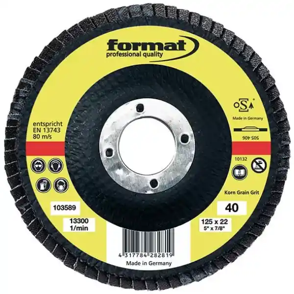 Brusné lamelové talíře laminátová tkanina, rovný, 125mm K60 FORMAT Tovární Cena