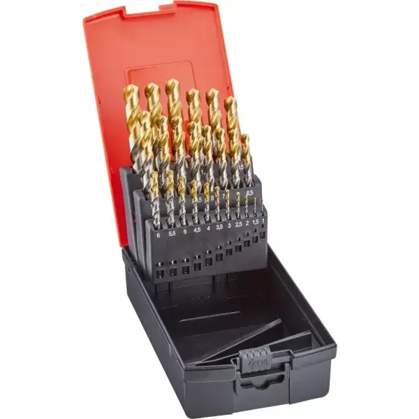 Sada vrtáků do kovu DIN338 HSS TiN-TIP 1,0-10,0mm zvyšování o 0,5mm 19 ks. FORMAT Sleva