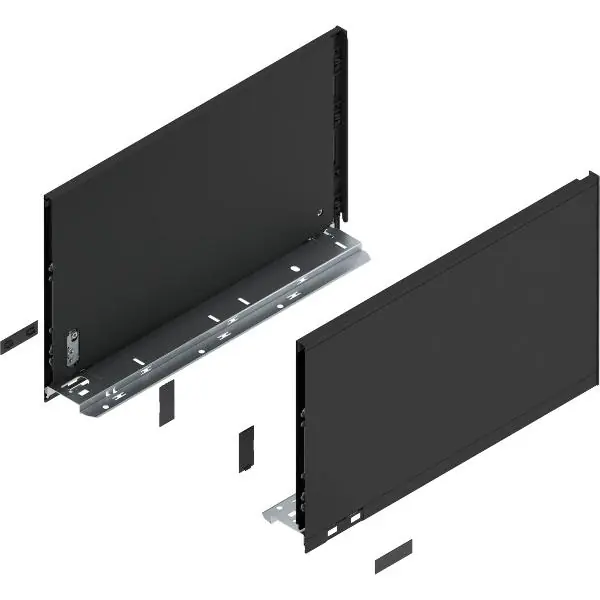 BLUM LEGRABOX pure sada bočnic výška F, délka 400, karbonově černá-matná Nová Kolekce
