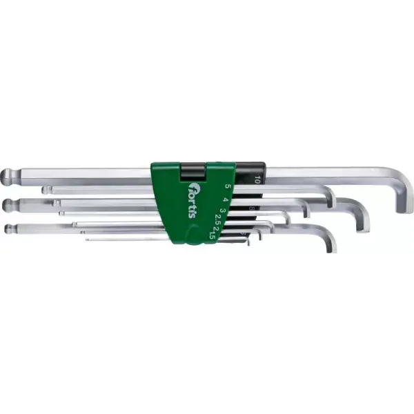 Značkový Sada imbus klíčů 9 ks 1,5-10mm Stubby dlouhá kul. hlava FORTIS