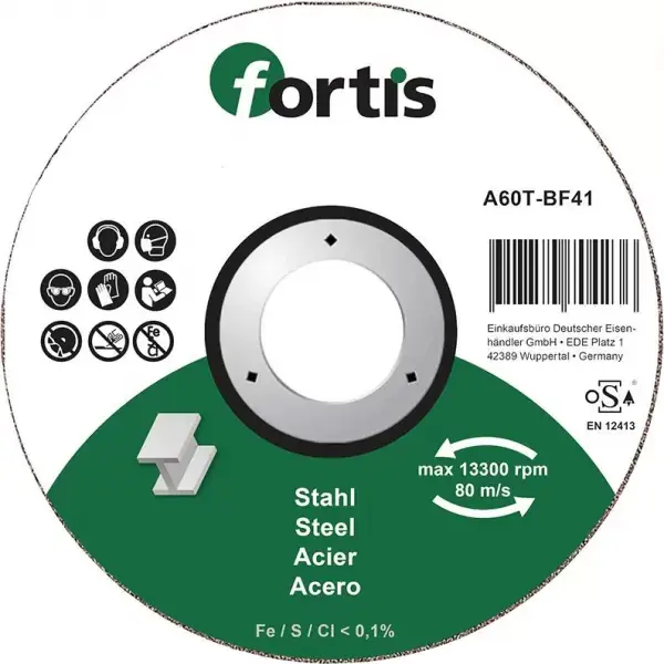 Kotouč řezný 125 x 1,0mm rovný na ocel FORTIS Nová Kolekce