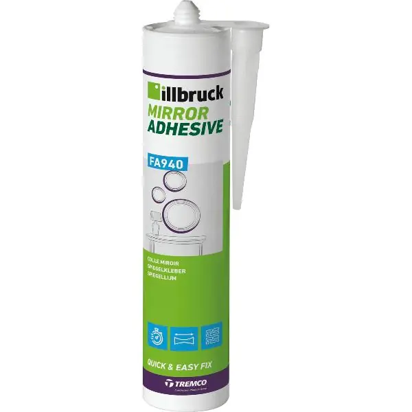 Vysoce Kvalitní illbruck lepidlo na zrcadla FA940 310 ml, transparentní