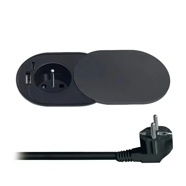 Autentický SOLIGHT vestavná zásuvka PP124 PD USB-A/C-nabíječka černá
