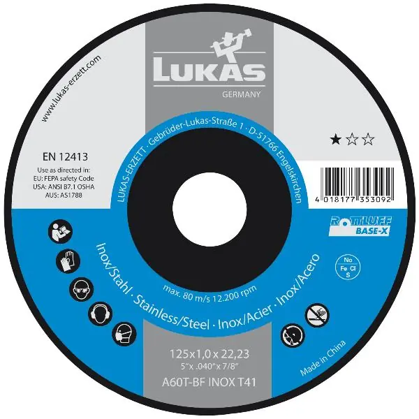 LUKAS řezný kotouč Base-X* rovný tvar 125 x 1,0 x 22,23 mm Poslední Šance