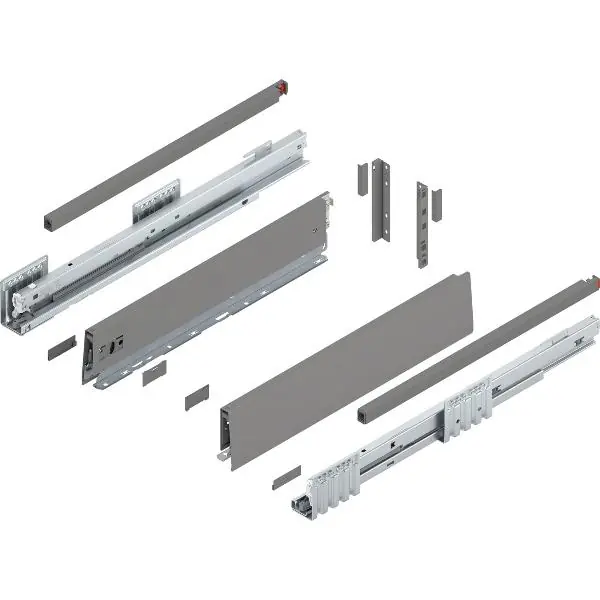 BLUM MERIVOBOX výsuv koše sada výška E-Reling, BLUMOTION B, 70kg, d.500, i. šedá Akce