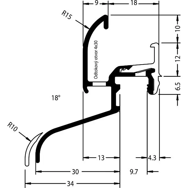 GUTMANN rámová okapnice Neckar 22/30 F-TXL, 6000 mm, hliník světlý bronz elox Vysoce Kvalitní