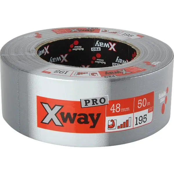 Ověřený SCHULLER X-Way PRO textilní páska, Profi 48 mm x 50 m stříbrná