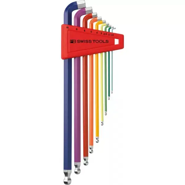 Koupit Online Sada imbus klíčů v plastovém držáku 9dílná 1,5-10mm 100stupňové Rainbow PB Swiss Tools