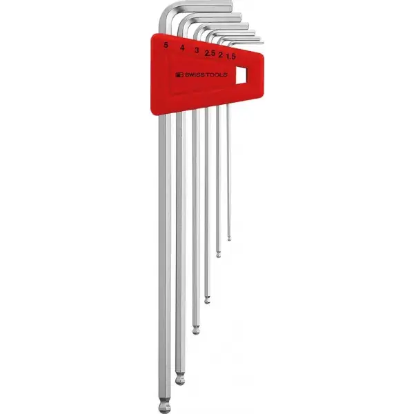 Sada imbus klíčů v plast.držáku 6 ks 1,5-5mm dlouhé Kul.hlava PB Swiss Tools Vrácení Zdarma