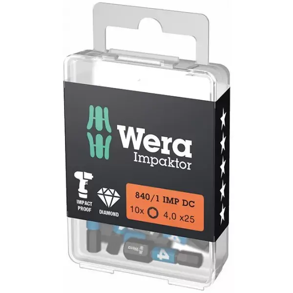 Pouze Dnes Bit šroubovací 1/4" DIN 3126 C6,3 Vnitř. šestihr. 5x25mm Balení 10 ks Wera 51576Wera 05001