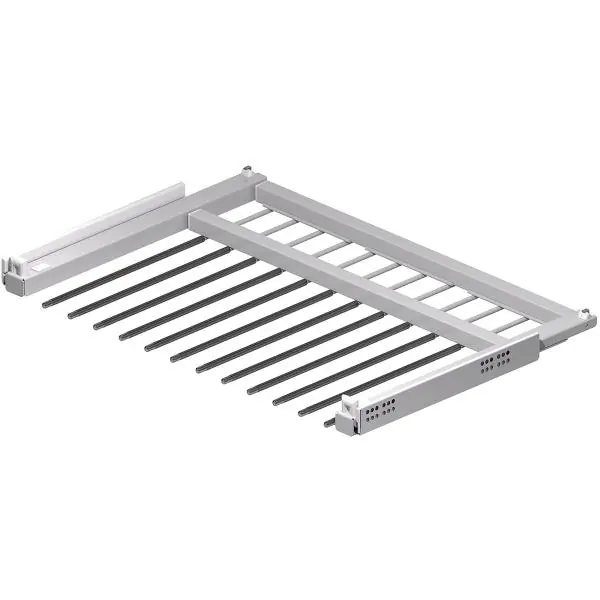 Nejprodávanější HETTICH držák na kalhoty Amari, světlá šířka 800-900mm, 14 držáků, ocel stříbrná