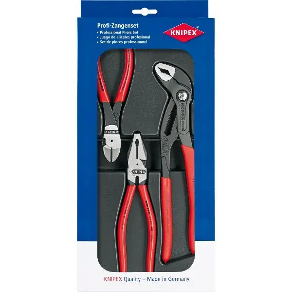 KNIPEX Sada silových kleští 3díl. kombi , boční štípací , instalatér. kleště Akce
