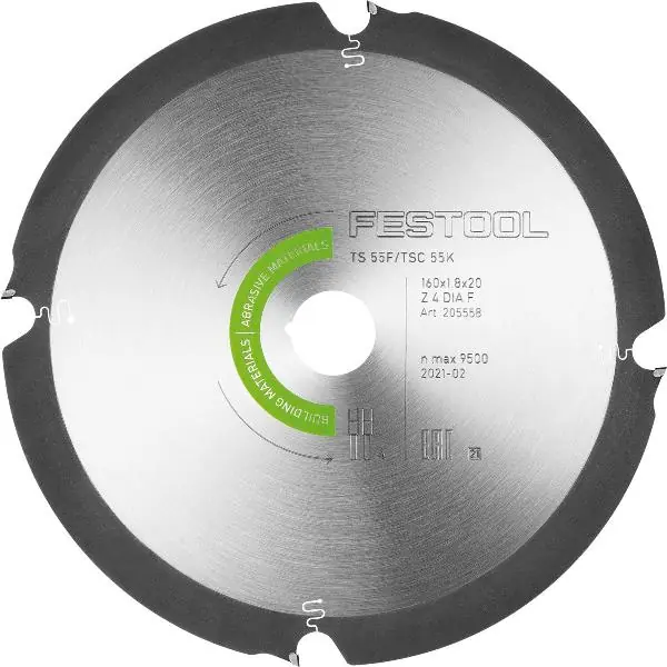 FESTOOL Diamantový pilový kotouč DIA ø 160x1,8x20 zubů 4 ploché zuby negativ Nejlepší Cena