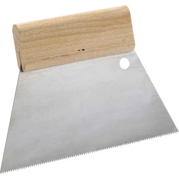 SCHULLER ozubená špachtle dřevěná rukojeť š. 180 mm špičaté ozubení 0,6 mm Nejlepší Cena