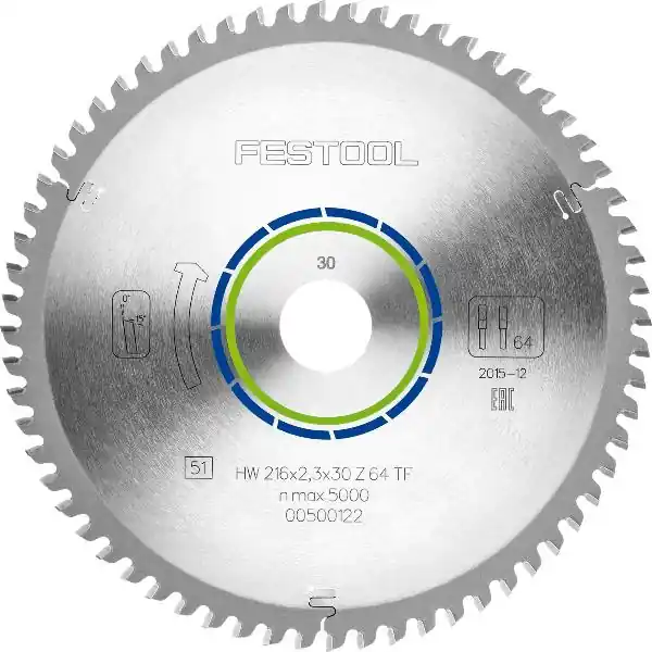 FESTOOL speciální pilový kotouč HW ø 216 x 30, 64 zubů TF (500122) Speciální Cena