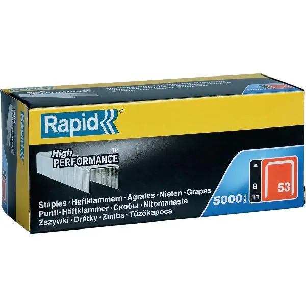Vysoce Kvalitní RAPID sponky typ 53, 14 mm, ocelový drát (5000 ks)