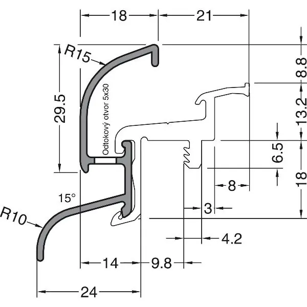 GUTMANN rámová okapnice Isar 25/24 F-Ti, 6000 mm, hliník tmavý bronz elox (G216) Akce