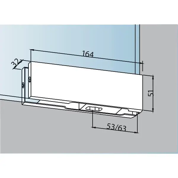 DORMA-Glas spodní rohové kování PT 10, sklo 10 mm, stříbrný elox (03.100) Vysoce Kvalitní
