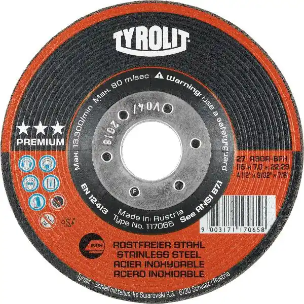 Aktuální TYROLIT hrubý kotouč Premium***Inox 125 x 7 mm Form 27