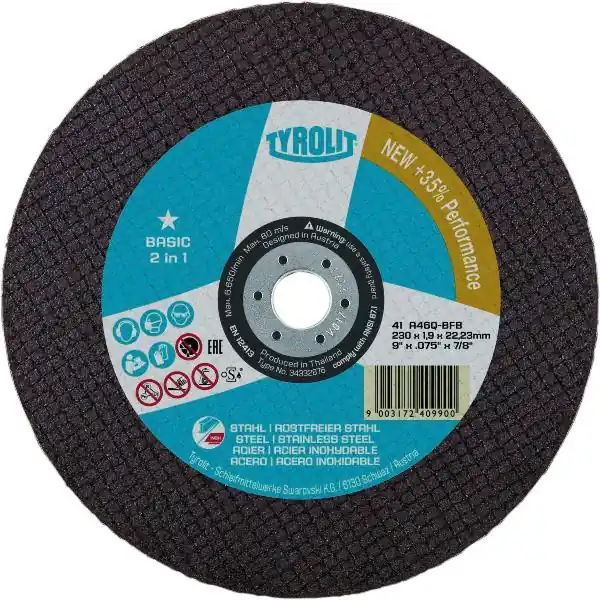 Akce TYROLIT řezný kotouč rovný Basic* 230 x 1,9 mm 2 v 1 tvar 41