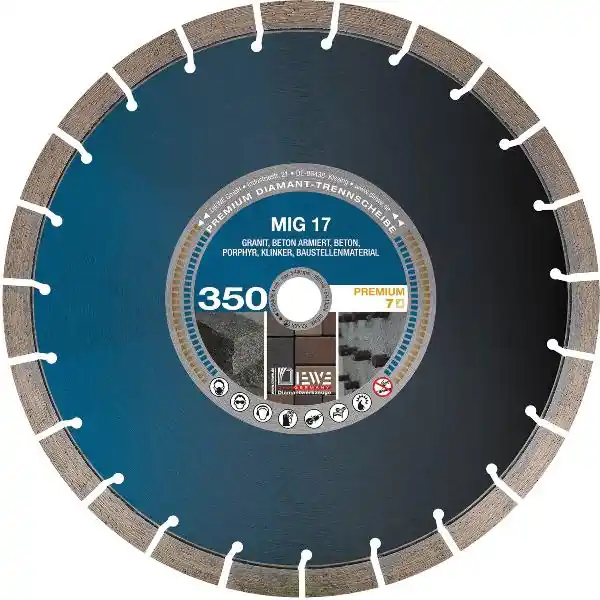 Originální DIEWE Diamantový kotouč pro mokré řezání MIG17 350 x 25,4/17 mm