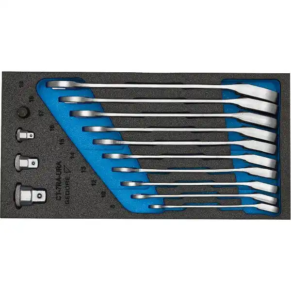 GEDORE plochý-očkový ráčna klíč sada 1500 CT1-7 URA v 1/3 CT-Modul 14dílná Vrácení Zdarma