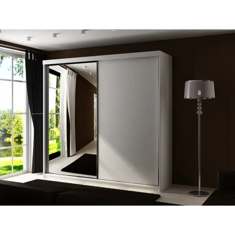 Zrcadlová šatní skříň 200 cm ELVIRA 5 - bílá Must-Have