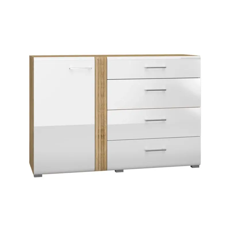 Kombinovaná komoda ALIZA - šířka 134 cm, dub castello / bílá Akční Cena