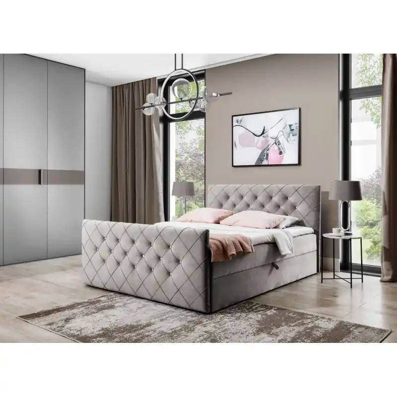 Horká Nabídka Boxspringová postel LENKA - 140x200, cappucino + topper ZDARMA