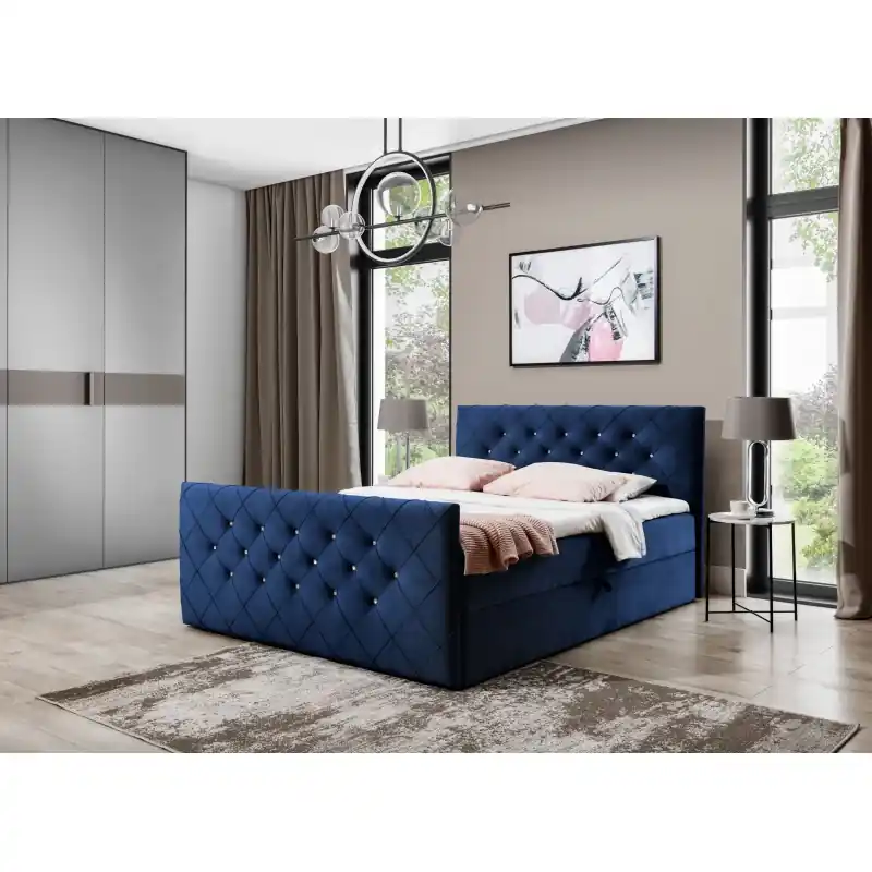 Boxspringová postel LENKA - 140x200, modrá + topper ZDARMA Odeslání Ihned
