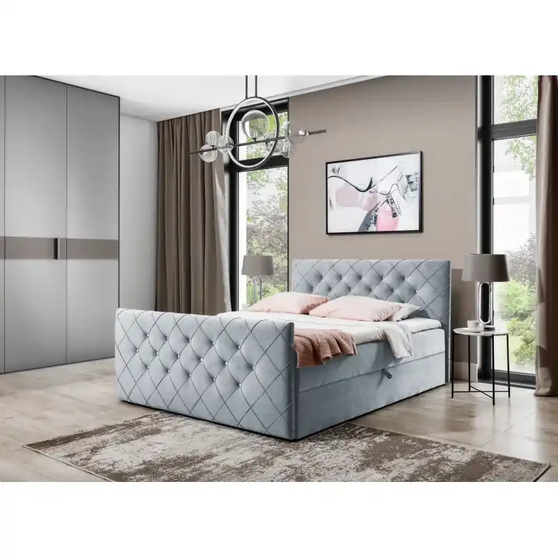 Boxspringová postel LENKA - 120x200, světle šedá + topper ZDARMA Novinka