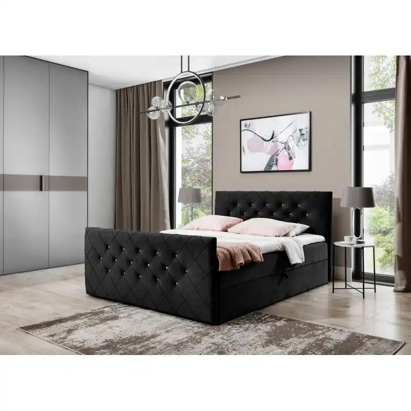 Boxspringová postel LENKA - 120x200, černá + topper ZDARMA Cenová Bomba