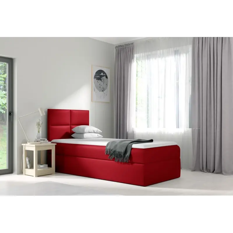 Čalouněná jednolůžková postel SONIA - 100x200, červená + topper ZDARMA Vrácení Zdarma