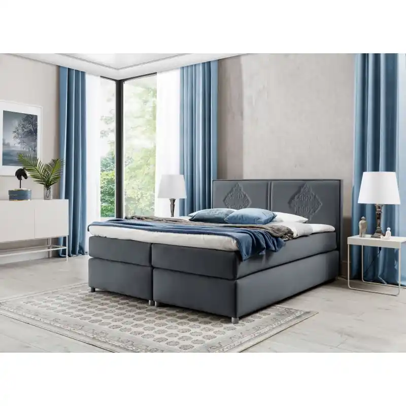 Objednat Nyní Boxspringová postel AUGUSTA - 180x200, šedá + topper ZDARMA