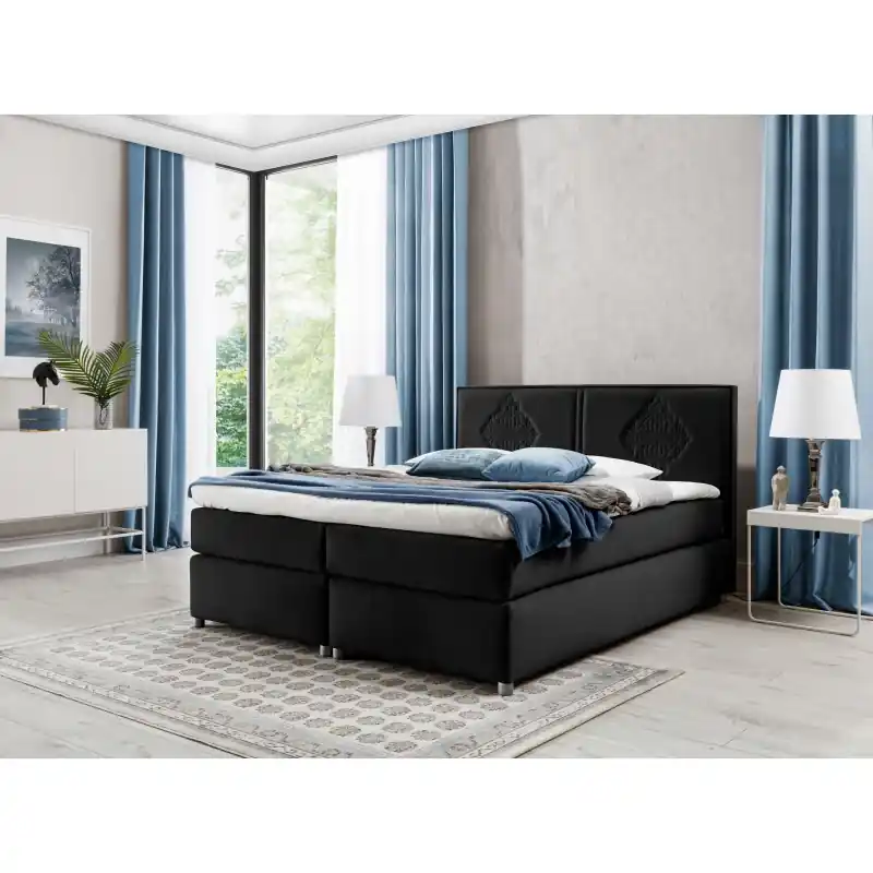 Boxspringová postel AUGUSTA - 160x200, černá + topper ZDARMA Víkendová Akce