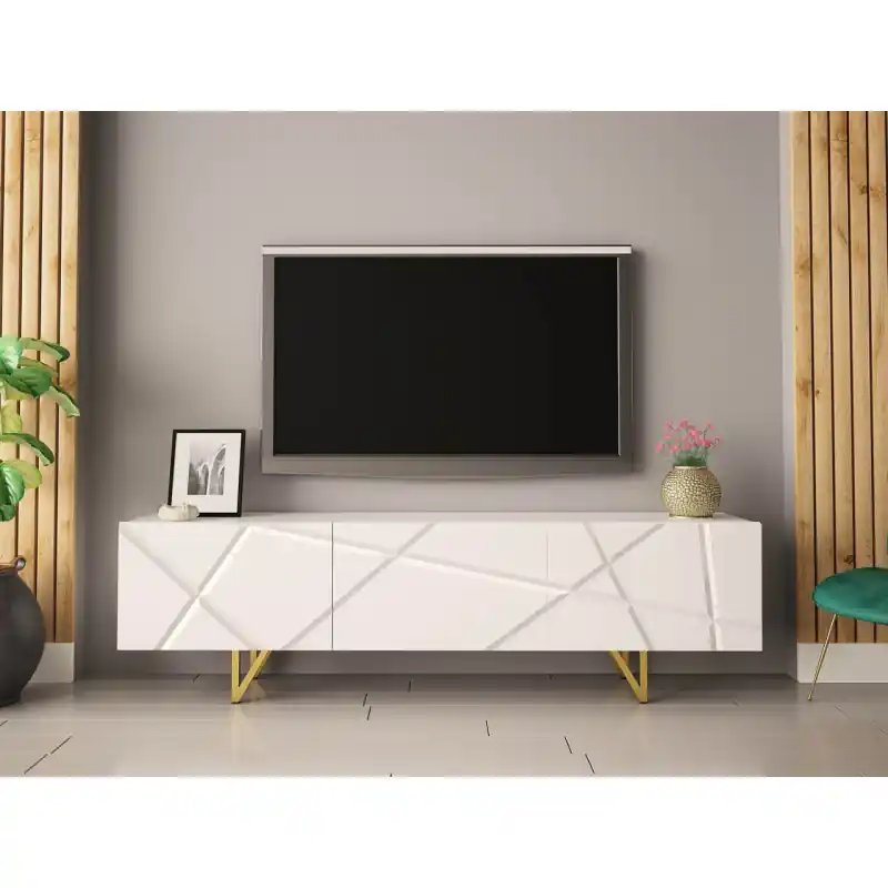 TV stolek ROANA - lesklý bílý / bílý Přímo Od Výrobce