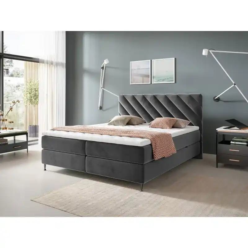 Kontinentální manželská postel 140x200 SATURNIN - šedá Must-Have