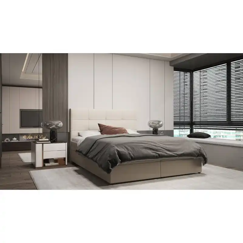 Akce Designová postel MALIKA - 200x200, béžová