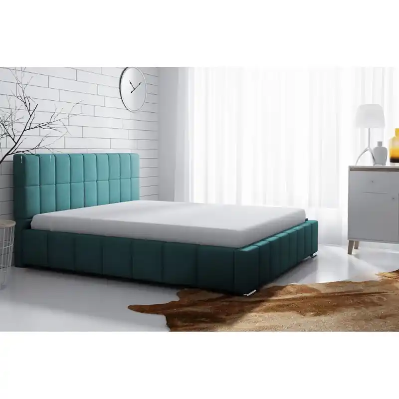 Tovární Cena Čalouněná manželská postel 160x200 ZANDRA - tyrkysová
