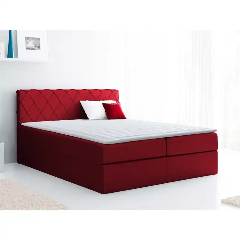 Odeslání Ihned Boxspringová manželská postel 160x200 PABLA - červená + topper ZDARMA