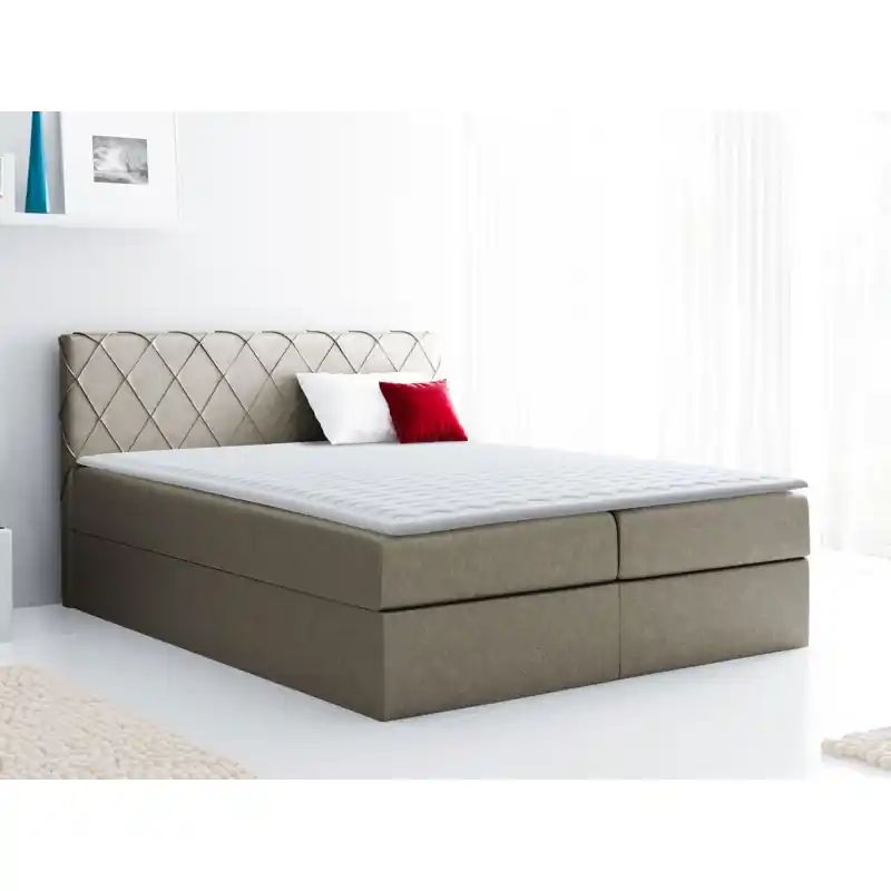 Boxspringová manželská postel 140x200 PABLA - světlá hnědá + topper ZDARMA Odeslání Ihned