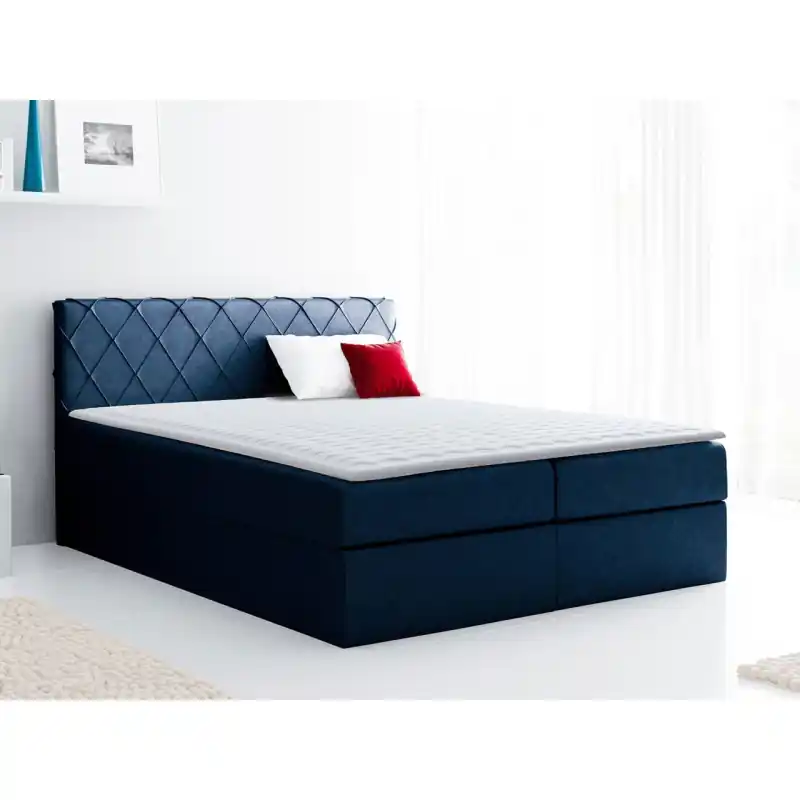 Cenová Bomba Boxspringová manželská postel 140x200 PABLA - modrá + topper ZDARMA