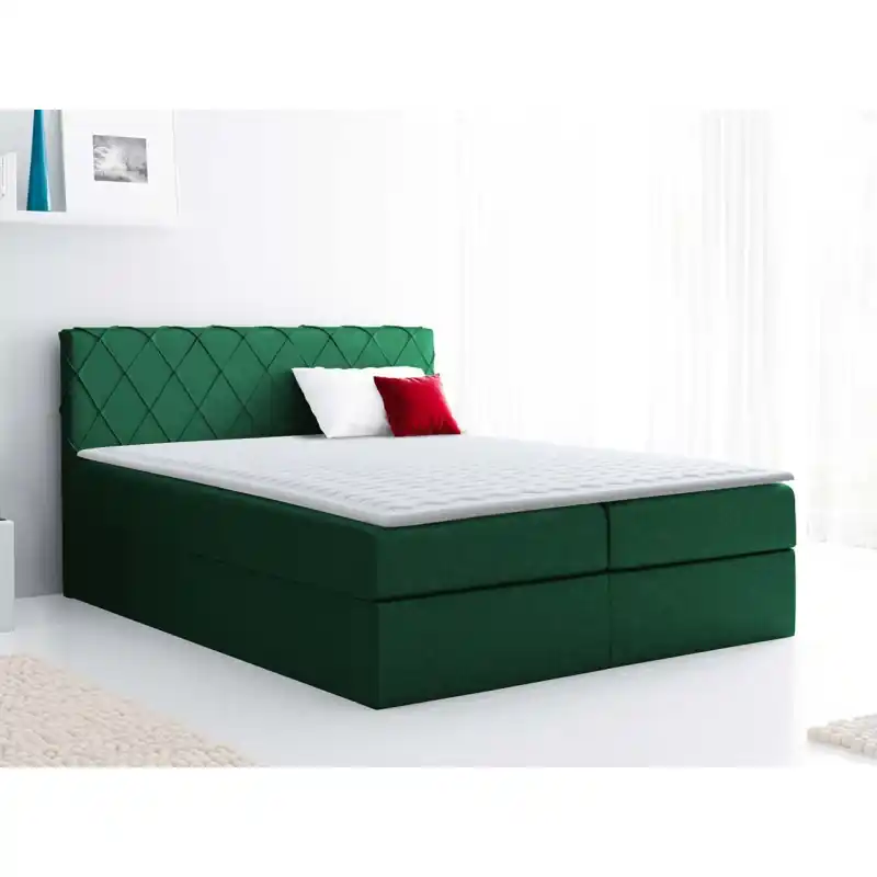 Must-Have Boxspringová manželská postel 140x200 PABLA - zelená + topper ZDARMA