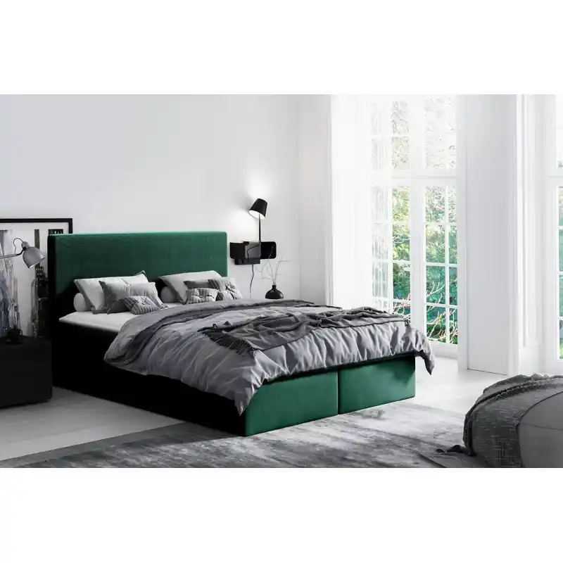 Rychlé Dodání Hotelová manželská postel 160x200 ROSENDO - zelená + topper ZDARMA