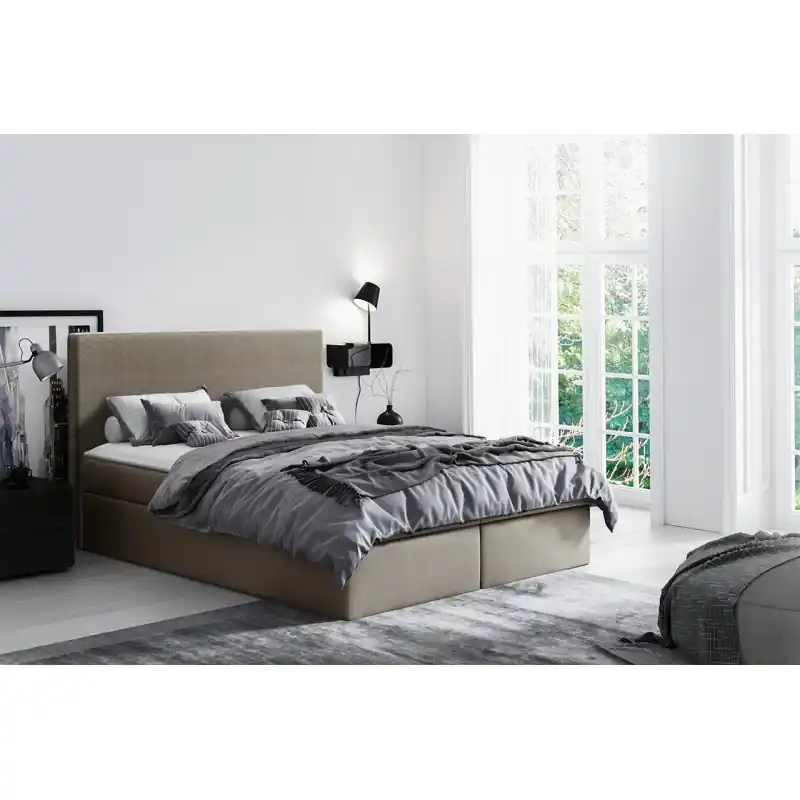 Objednat Nyní Hotelová manželská postel 140x200 ROSENDO - šedá 2 + topper ZDARMA