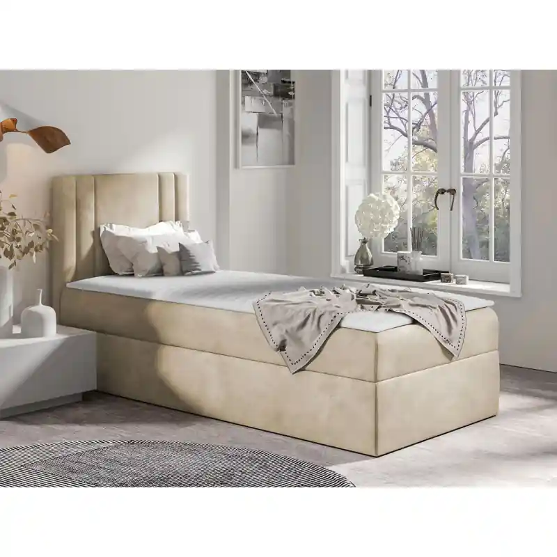 Poslední Šance Americká jednolůžková postel 80x200 VITORIA MINI - béžová, levé provedení + topper ZDARMA