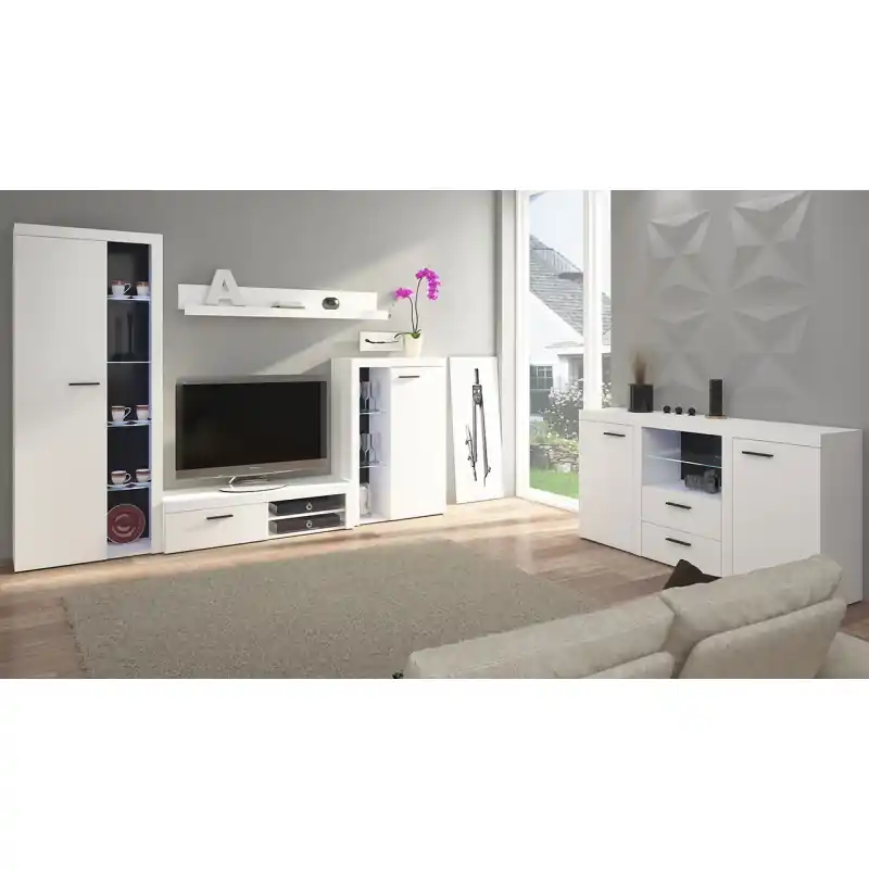 Nábytek do obýváku s LED osvětlením THISE - bílý Kup Teď