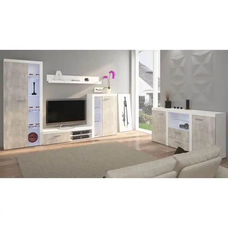 Nábytek do obýváku THISE - beton / bílý Bezpečná Platba