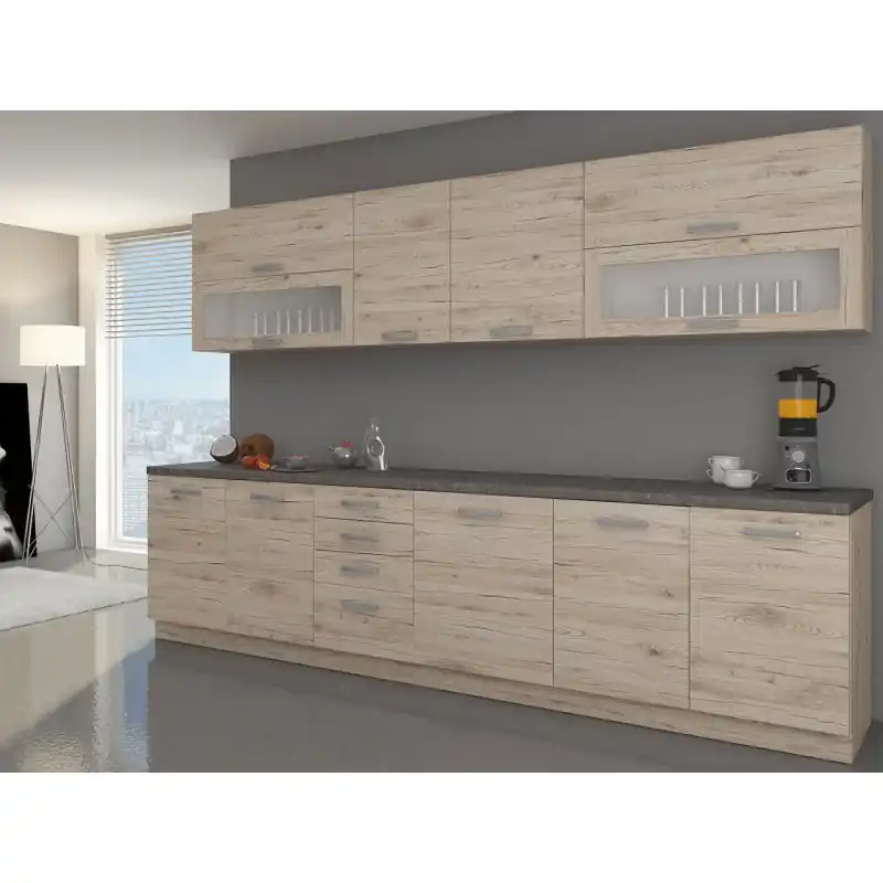 Akční Cena Kuchyňská linka 260/260 cm HENG - dub bordeaux