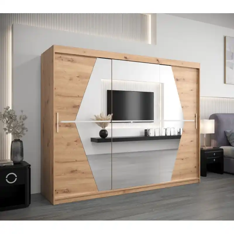 Šatní skříň SAMANTA - šířka 250 cm, dub artisan Akční Nabídka